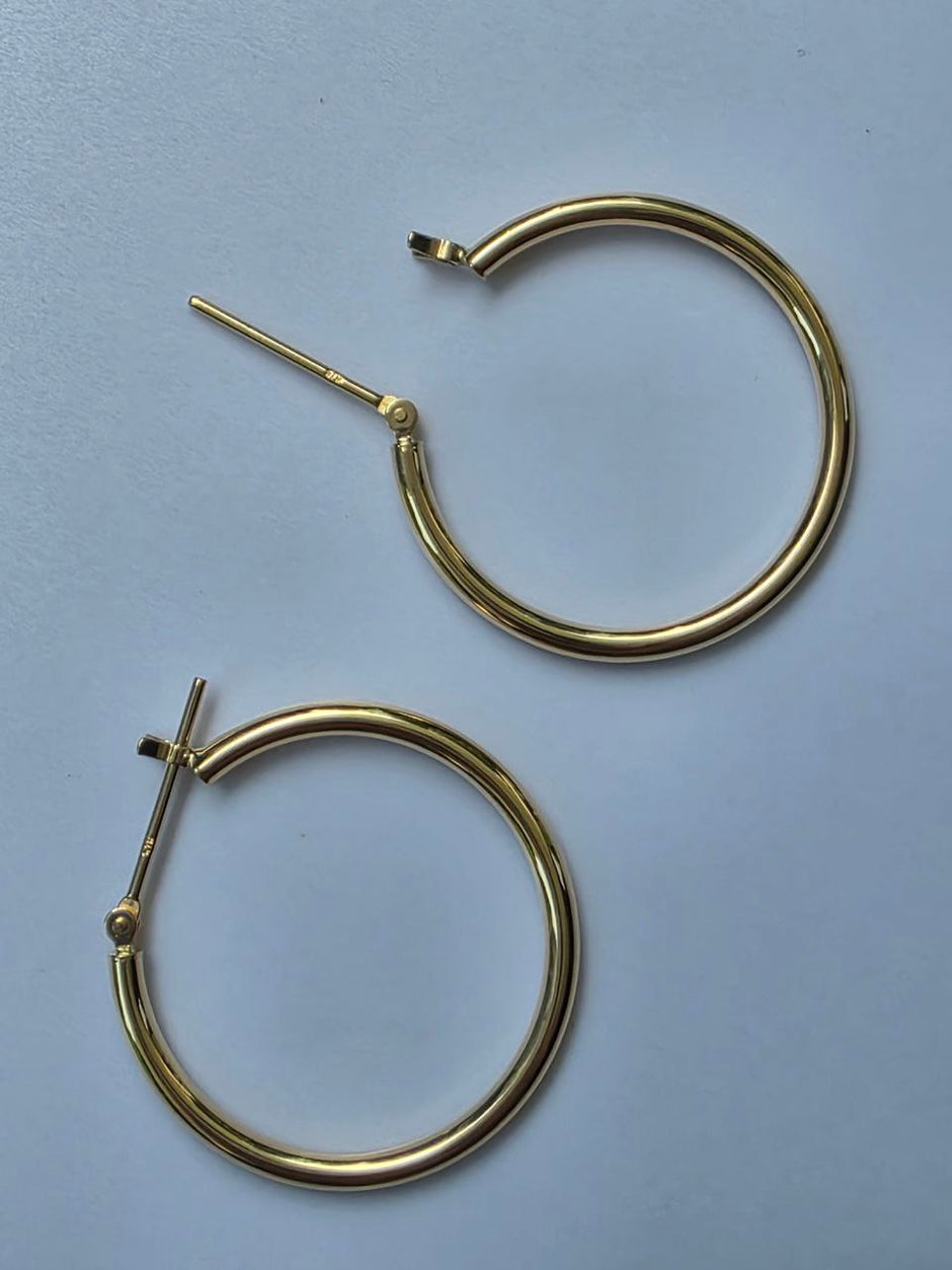 18k Yellow Gold Hoop 2x25